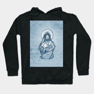 Virgin Mary with baby Jesus Christ illustration Hoodie
